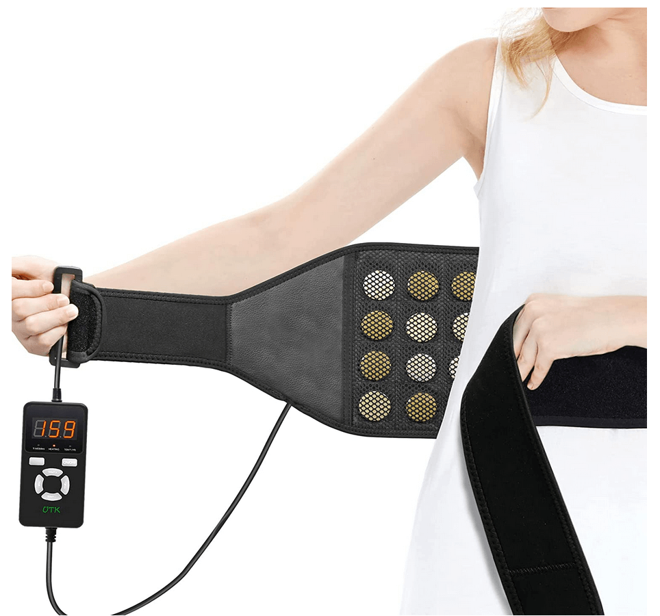 Woman using UTK Infrared belt for backpain