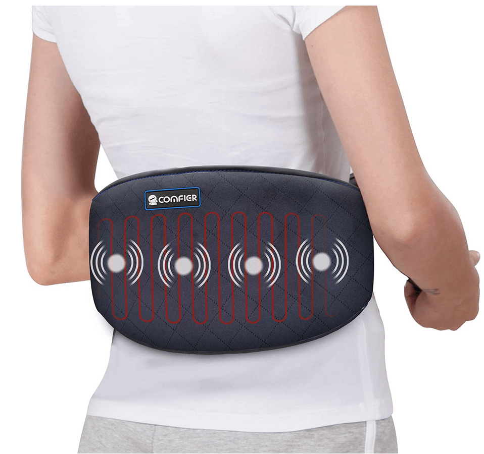 Woman using Comfier belt for backpain